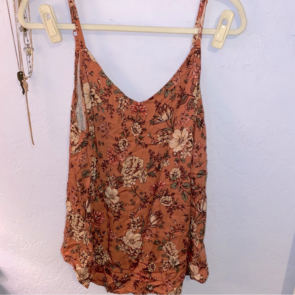Torrid orange spice colored floral challis tank. 1X